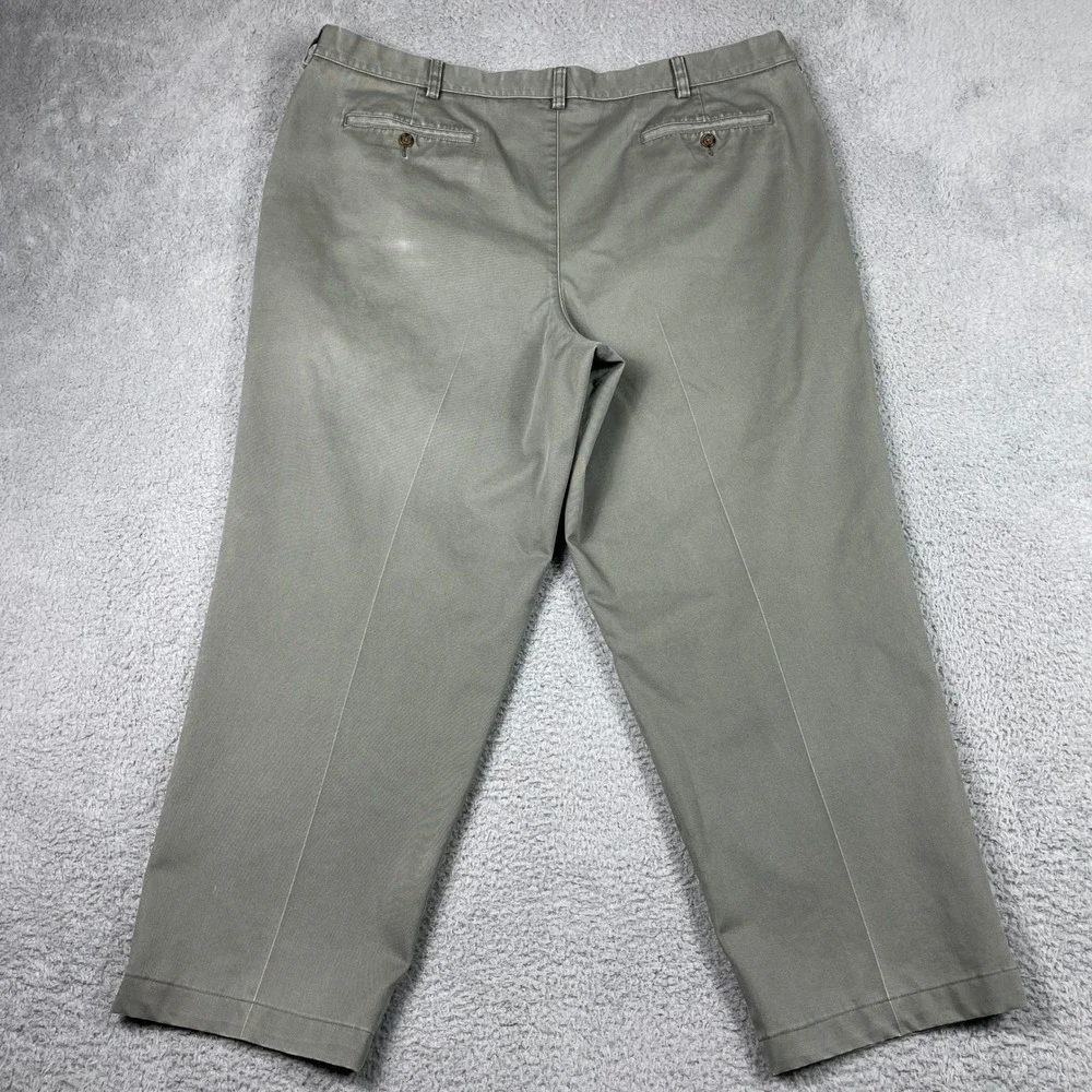 L.L. Bean Classic Fit Chino Pants Mens 42x30 (Fits 40x27) Green Double Pleated
